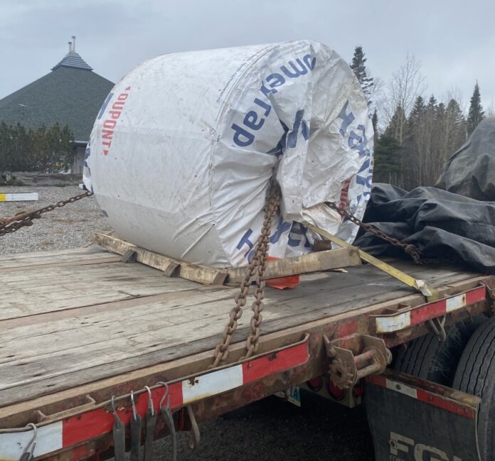 OPP of steel roll on trailer as part of CVSA blitz.