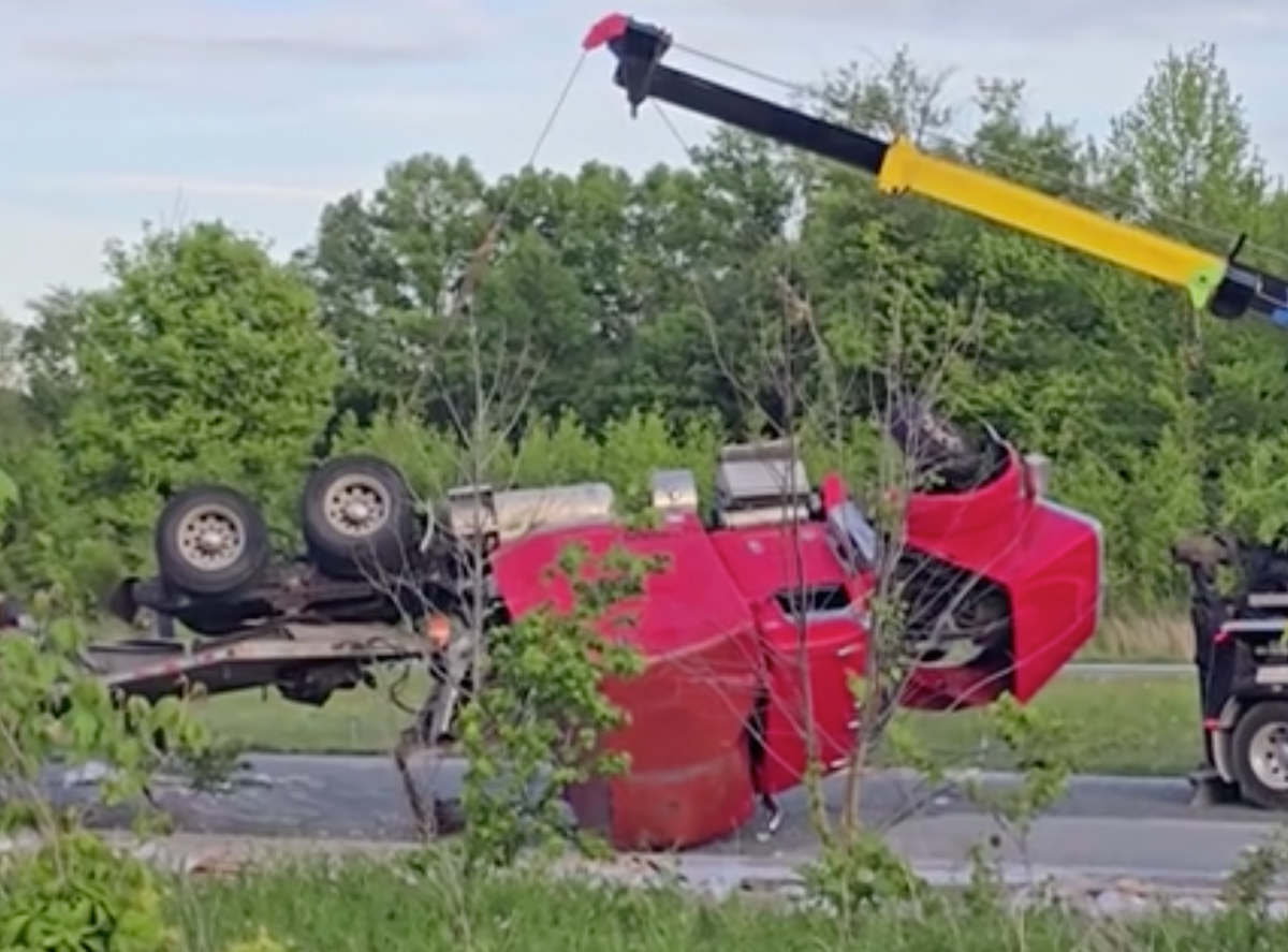 Trucker blames pothole on I-70 in Indiana for wreck that completely flipped his truck