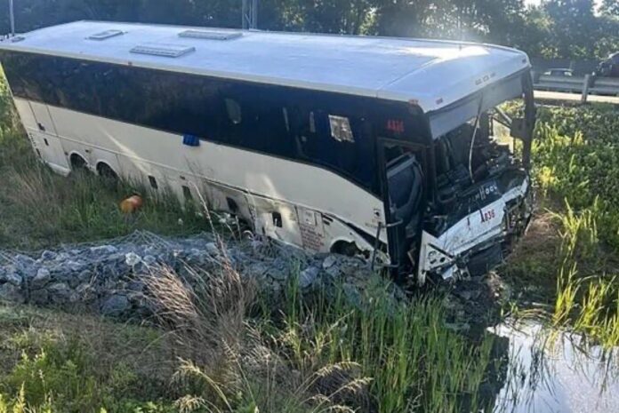 Image from I-95 bus crash shared by Transportation Secretary Duffy