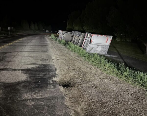 Driver who rolled semi near truck stop was 6 times the legal limit for CDL drivers: North Dakota troopers