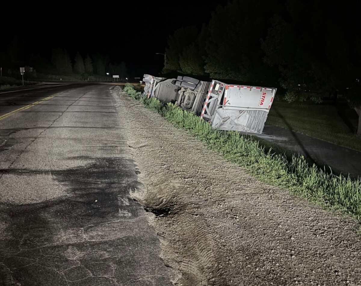 Driver who rolled semi near truck stop was 6 times the legal limit for CDL drivers: North Dakota troopers