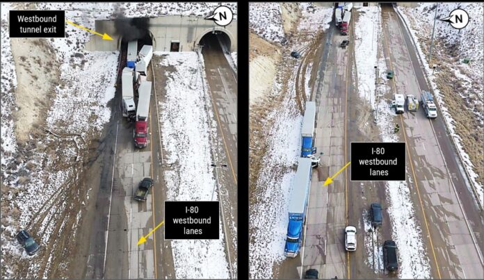 NTSB graphic of Green River Tunnel Pileup in February 2025