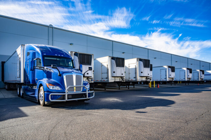 Semi truck at loading dock