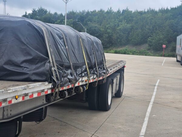 THP photo of overweight load with cracked trailer frame