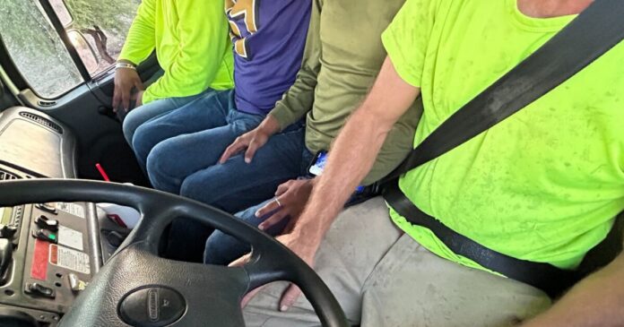 Overloaded truck occupants without seatbelts
