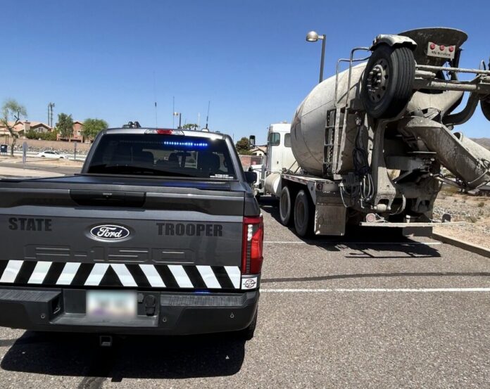 AZDPS traffic stop on cement truck with blown tire