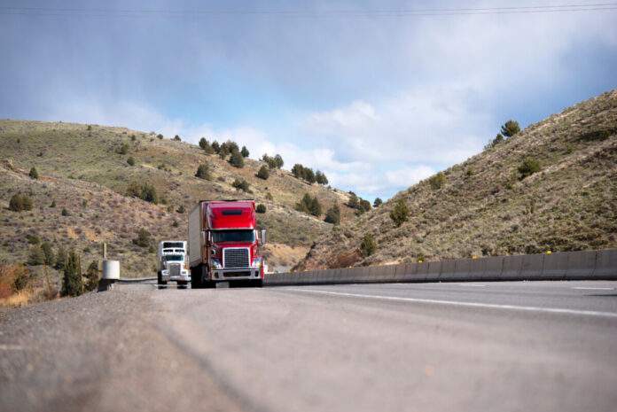 Semi trucks on Idaho roadway