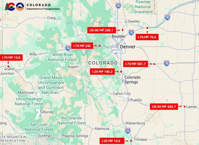 CDOT map of weigh-in-motion upgrade locations.