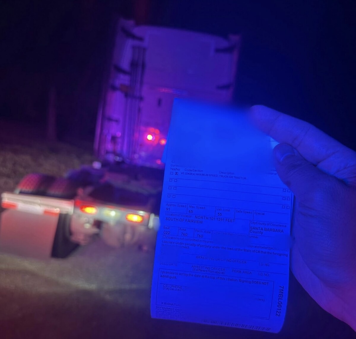 CHP catches bobtail truck driver zooming at 91 MPH on US 101