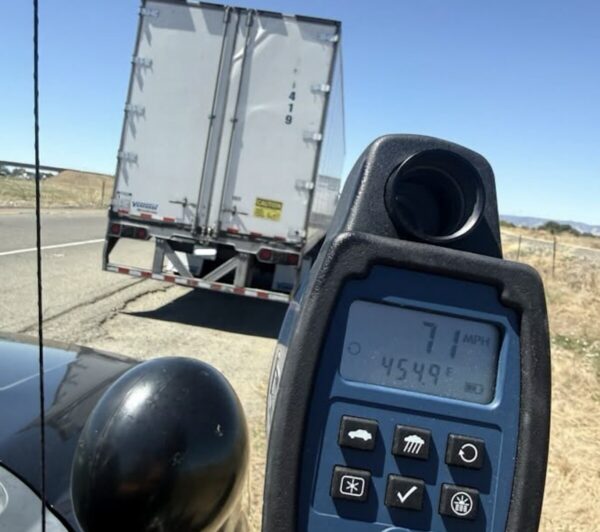 CHP catching a speeding semi truck during Operation Safe Driver Week