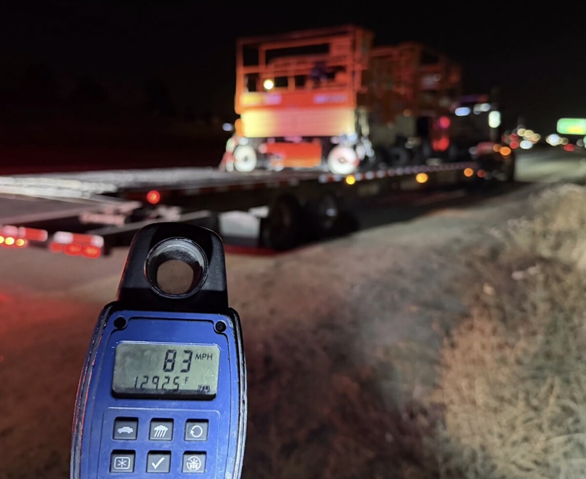 Tractor trailer clocked at 28 MPH over California’s commercial vehicle speed limit