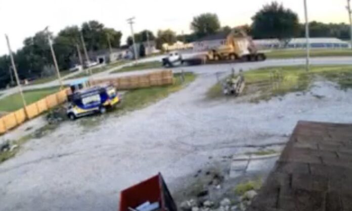 ESPD image of truck hauling excavator that caused power outage