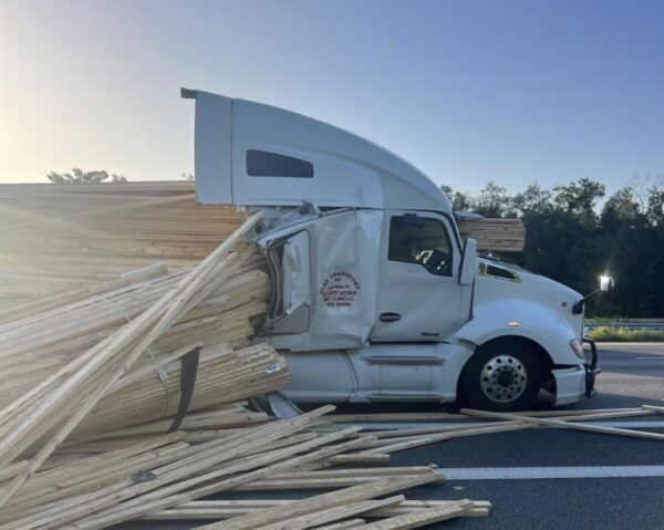 FHP image of truck spilling lumber load