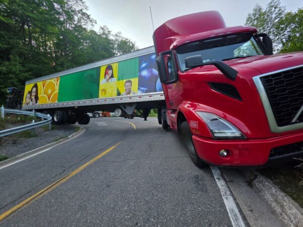 OPP image of stuck semi truck