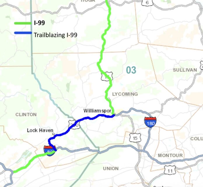 PennDOT PennDOT map of new I-99 designation