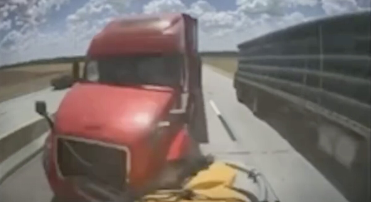Video shows Oklahoma trooper’s near miss with big rig that hit attenuator truck at 50 MPH