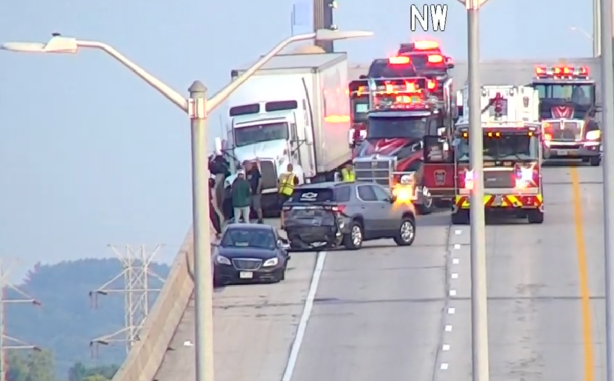 Trucker cited for tailgating after four-wheeler tire nearly sends two vehicle off Leo Frigo Bridge