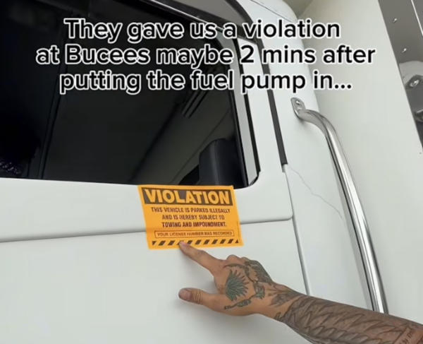 Video shows CMV turned RV slapped with ‘violation’ sticker within two minutes of pulling into Bucee’s