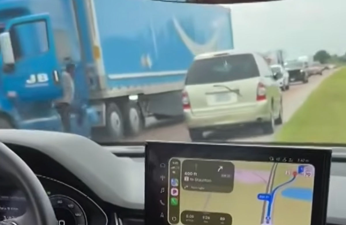 Hunt is on for mystery trucker who was the only one brave enough to physically stop slow-moving wrong-way motorist