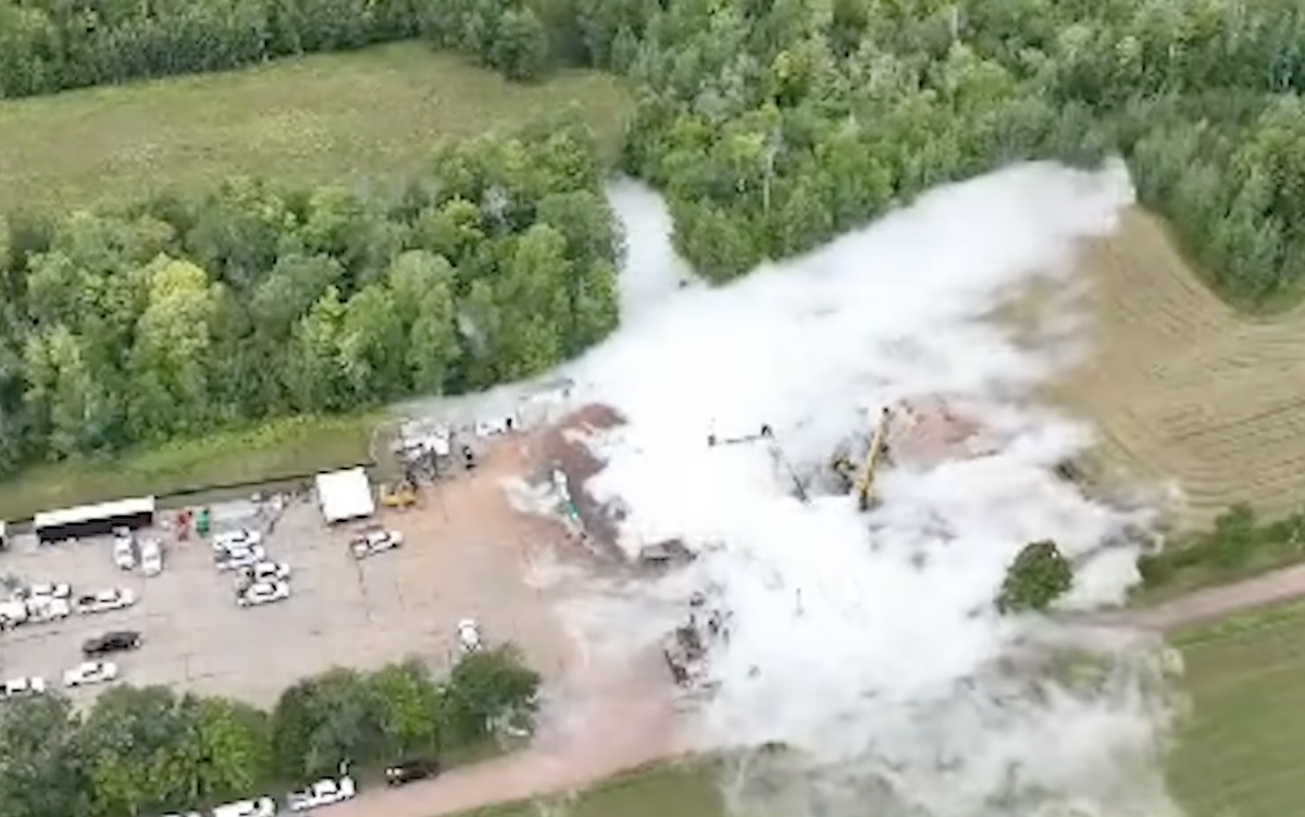 No-fly zone established & power shut down after parked rig rolls into natural gas excavation site