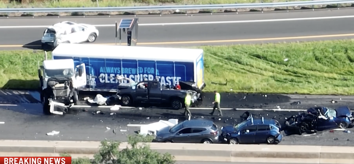 Fire Department declares “mass casualty” after 8 vehicle pile up at forced merge in construction zone